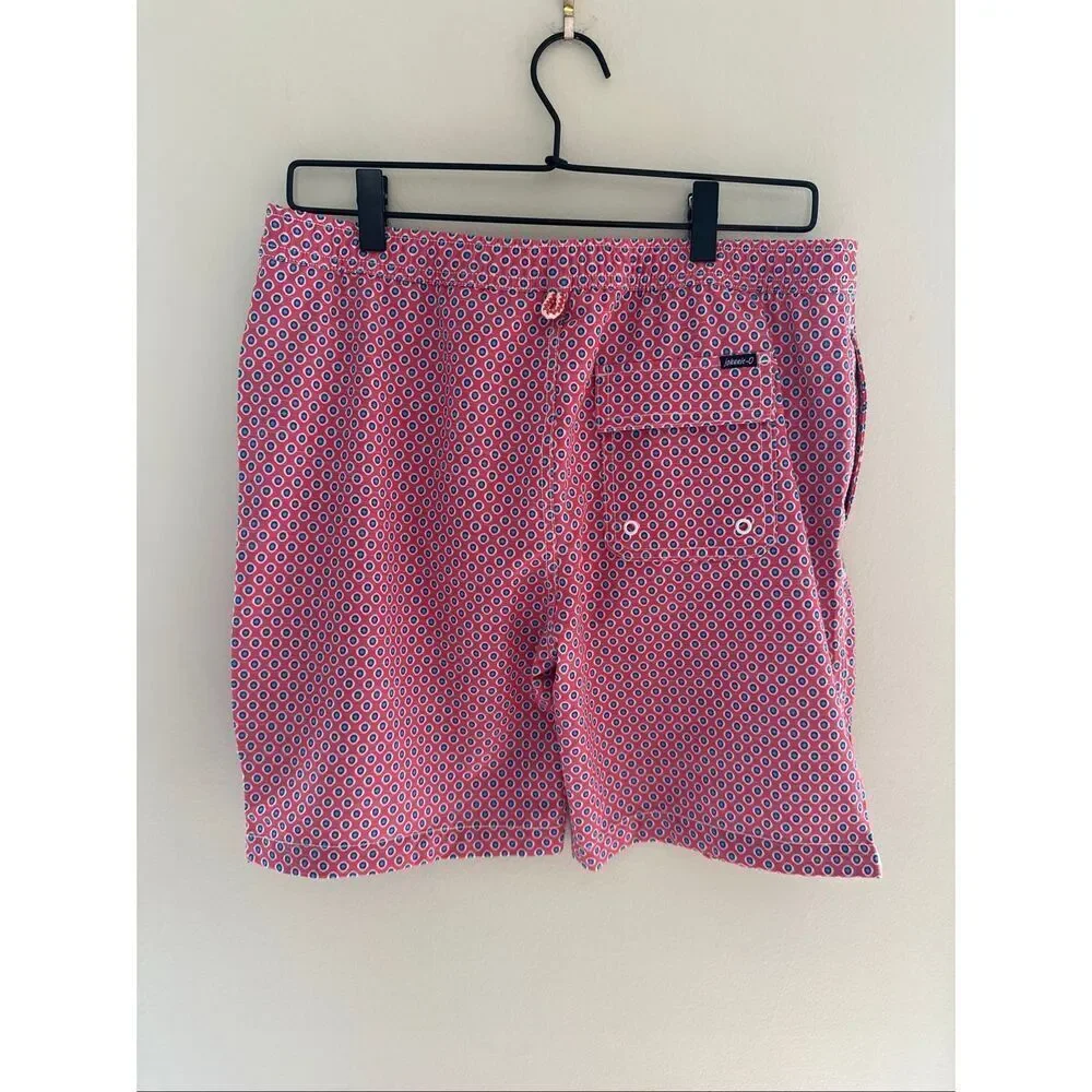 NWOT Johnnie-O Boys Size 16 Bathing Suit Swim Trunks Lined Red Blue Pattern